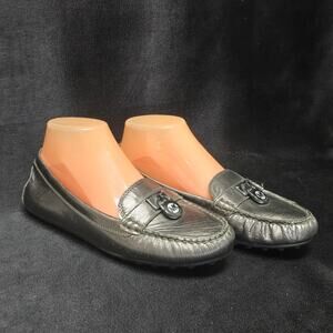 Michael Kors Metallic Gunmetal Gray Hamilton Leather Loafers